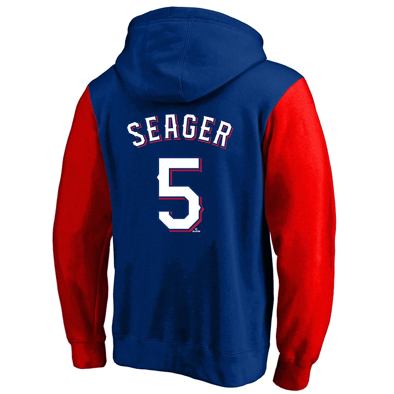 Sweat à capuche en polaire Corey Seager pour homme, profil des Royal Texas Rangers, avec nom et numéro, de grande taille