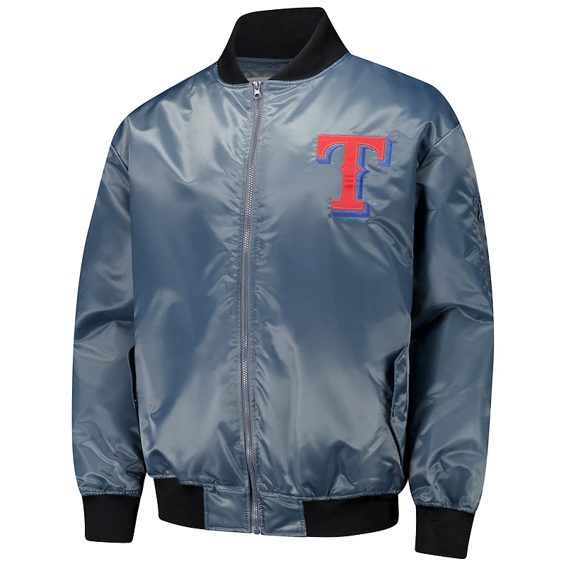 Blouson aviateur entièrement zippé Texas Rangers gris pour homme