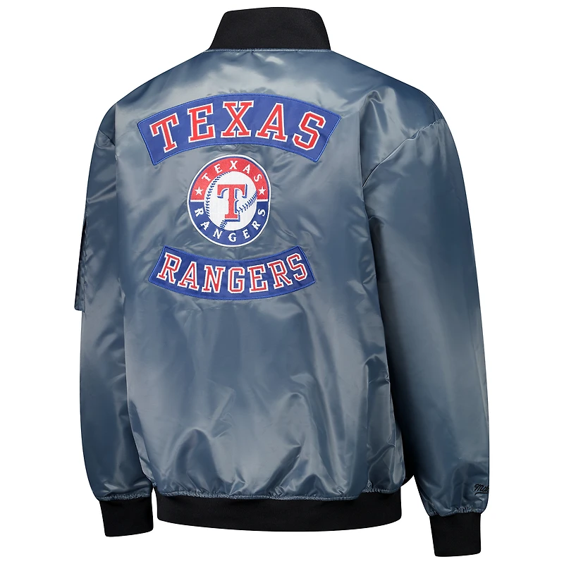 Blouson aviateur entièrement zippé Texas Rangers gris pour homme