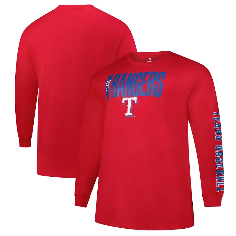 T-shirt à manches longues Big & Tall deux coups pour hommes, profil rouge des Texas Rangers