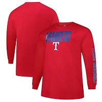 T-shirt à manches longues Big & Tall deux coups pour hommes, profil rouge des Texas Rangers