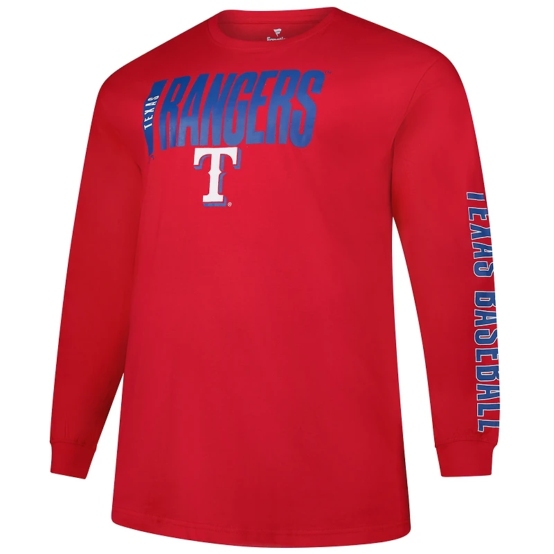 T-shirt à manches longues Big & Tall deux coups pour hommes, profil rouge des Texas Rangers