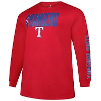 T-shirt à manches longues Big & Tall deux coups pour hommes, profil rouge des Texas Rangers