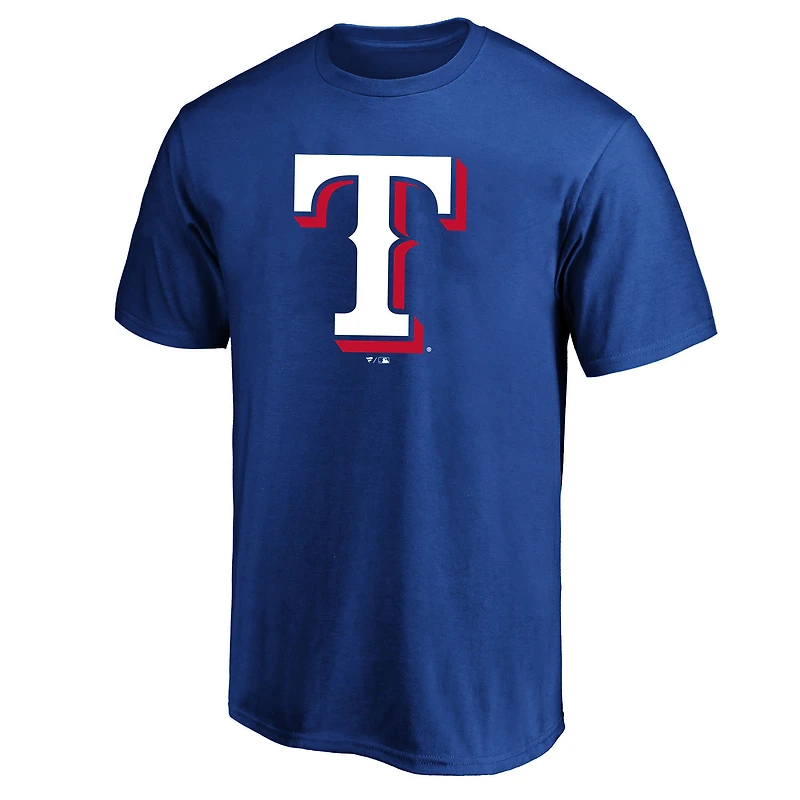 T-shirt à logo principal pour hommes, profil Royal Texas Rangers, grande taille