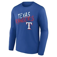 T-shirt à manches longues personnalisé avec nom et numéro Royal Texas Rangers Hustle pour homme