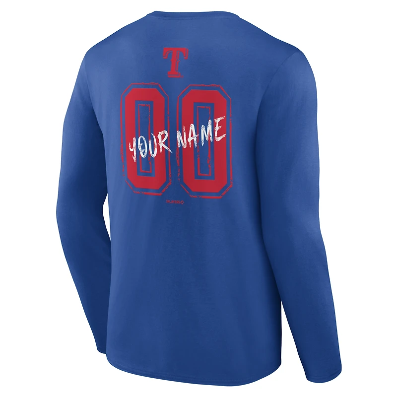 Men's Royal Texas Rangers  Hustle Personalized Name & Number Long Sleeve T-Shirt