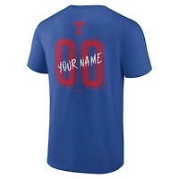T-shirt personnalisé pour homme Royal Texas Rangers Hustle avec nom et numéro