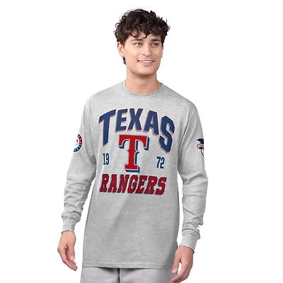 Men's Starter  Heather Gray/Royal Texas Rangers Two-Pack Long Sleeve & Short T-Shirt Set