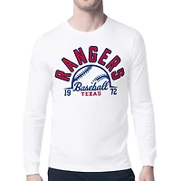 T-shirt à manches longues Starter blanc Texas Rangers pour homme, demi-ballon, motif de l'équipe