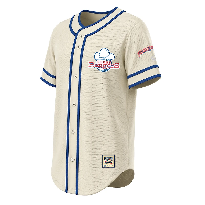 Men's Stitches Natural Texas Rangers Throwback Fashion Jersey