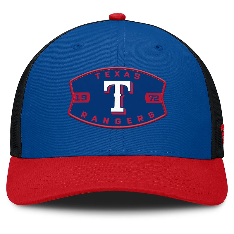 Men's Texas Rangers Fanatics Royal/Red Cutoff Adjustable Trucker Hat