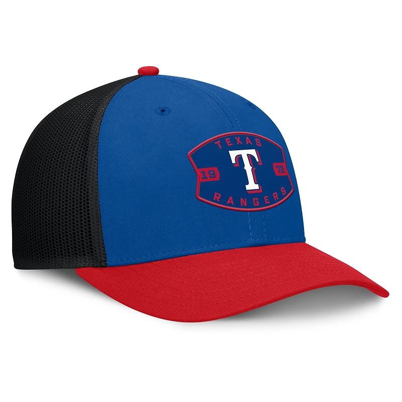 Men's Texas Rangers Fanatics Royal/Red Cutoff Adjustable Trucker Hat