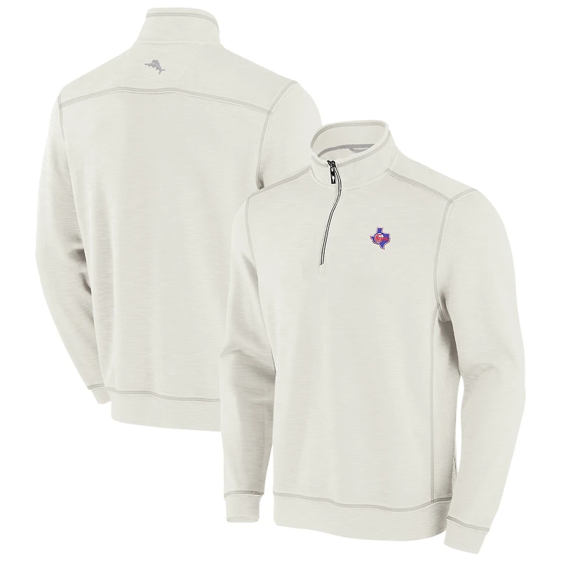 Sweat-shirt à demi-zip Tommy Bahama Cream Texas Rangers Sport Tobago Bay Tri-Blend pour homme