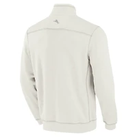 Men's Tommy Bahama Cream Texas Rangers Sport Tobago Bay Tri-Blend Half-Zip Sweatshirt