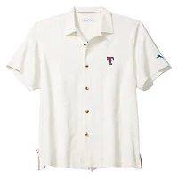 Men's Tommy Bahama White Texas Rangers Island Fly Ball Camp COOLMAX Tri-Blend Button-Up Shirt