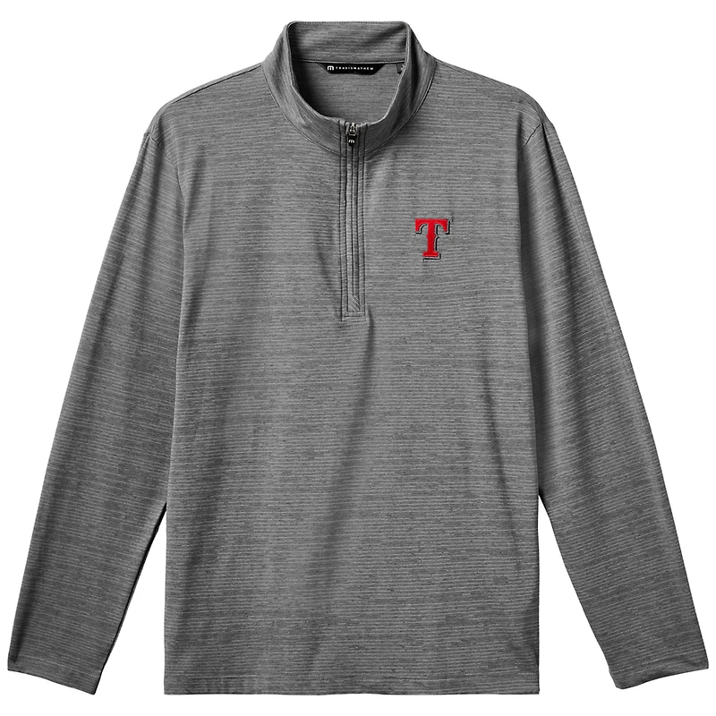 Men's TravisMathew Gray Texas Rangers The Heater Quarter-Zip Pullover Top