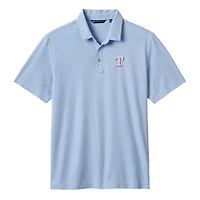 Polo tri-blend bleu chiné TravisMathew pour homme, motif Texas Rangers Playoff Pitch
