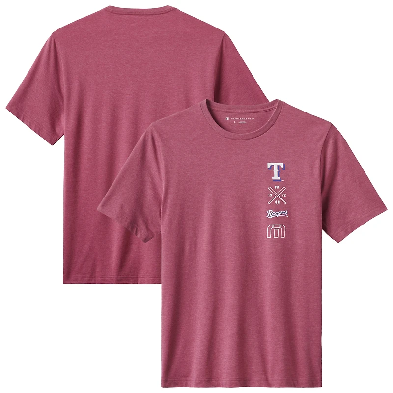 Men's TravisMathew Heather Red Texas Rangers Sunset Slam 2.0 T-Shirt