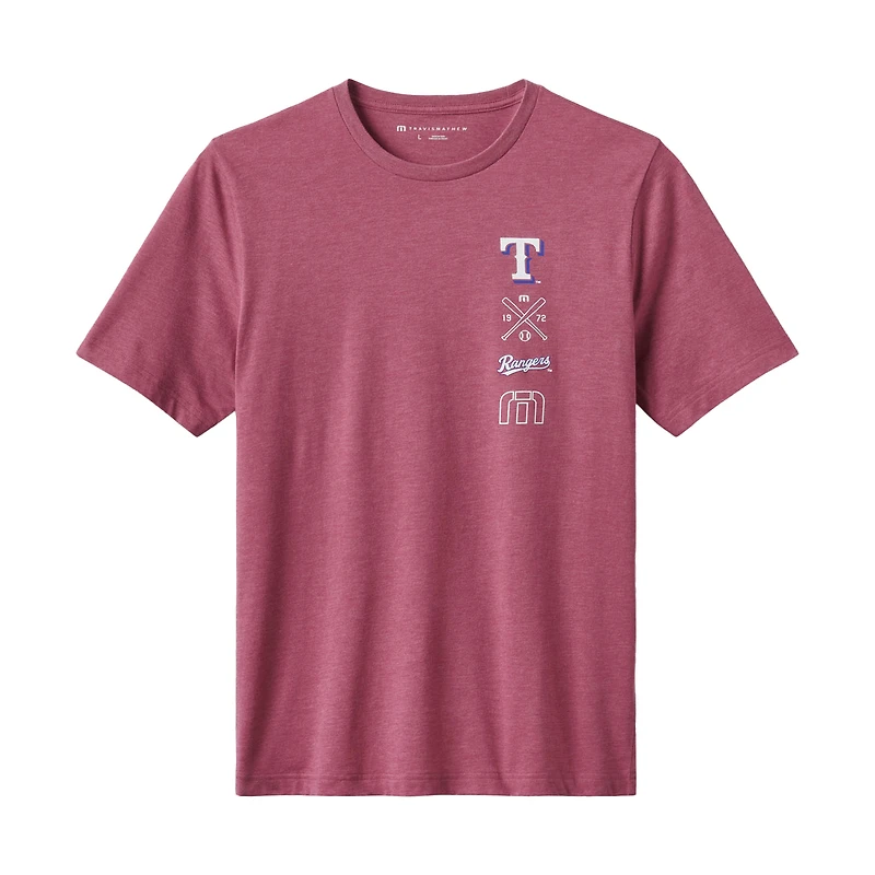 Men's TravisMathew Heather Red Texas Rangers Sunset Slam 2.0 T-Shirt