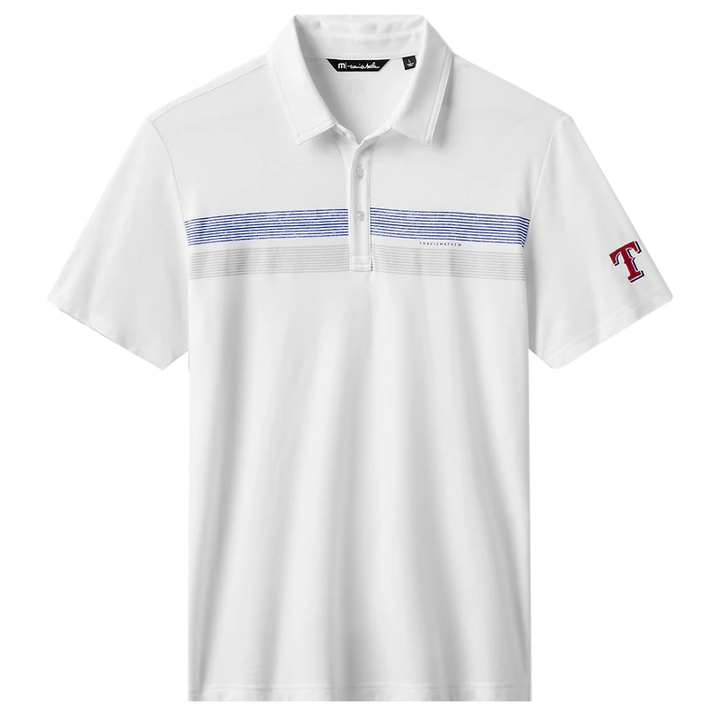 Polo blanc Top Recruit des Texas Rangers pour homme TravisMathew