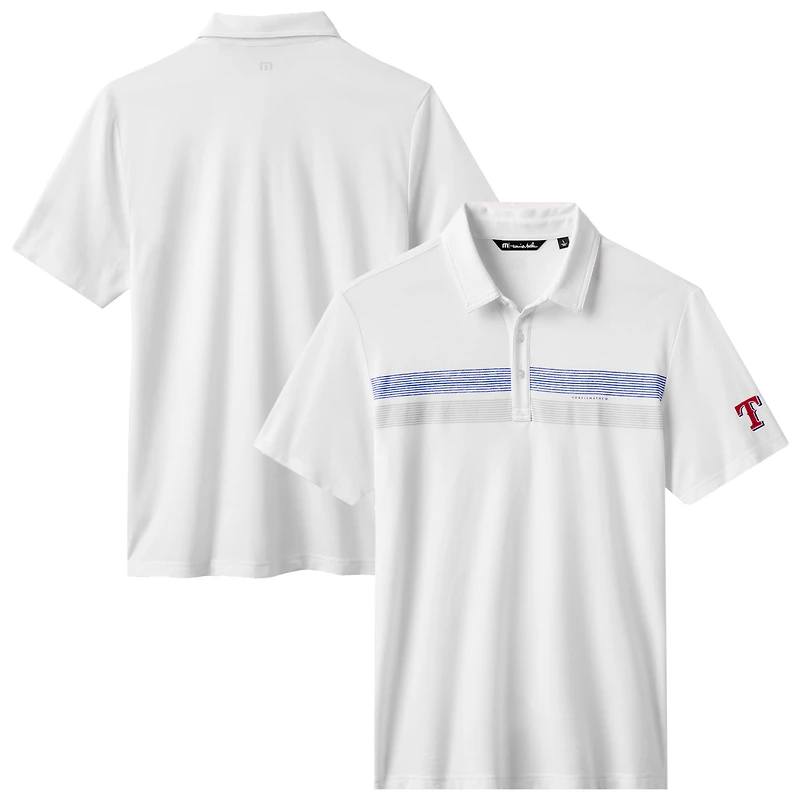 Polo blanc Top Recruit des Texas Rangers pour homme TravisMathew