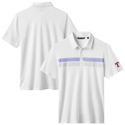 Men's TravisMathew White Texas Rangers Top Recruit Tri-Blend Polo