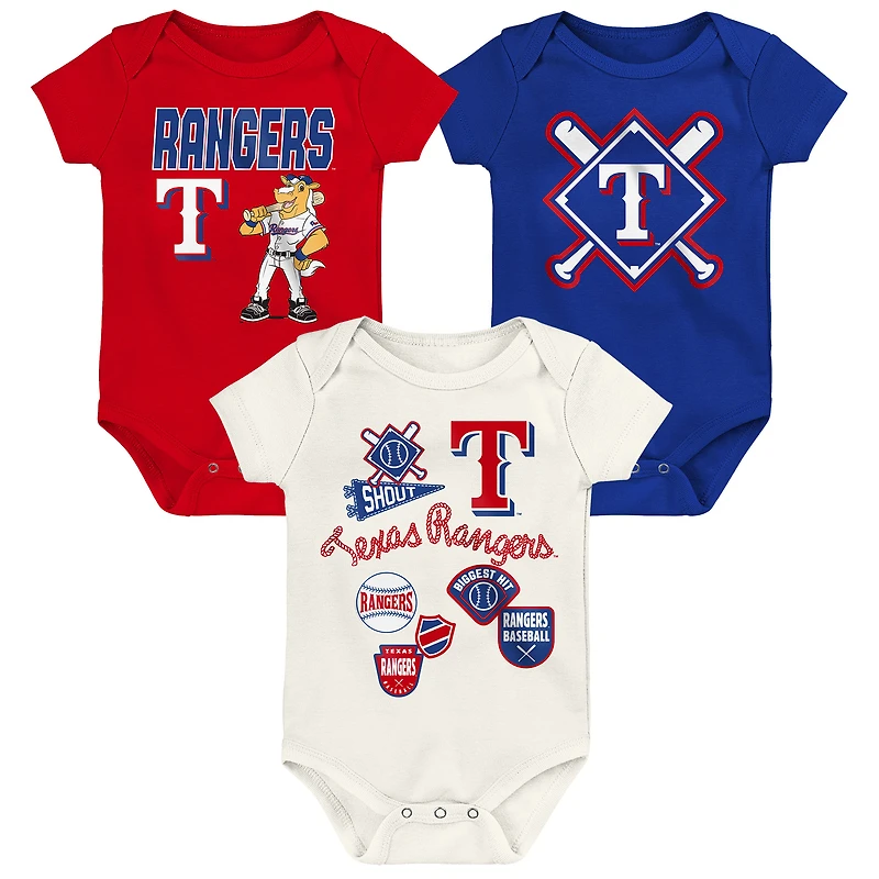Newborn Outerstuff Texas Rangers Home Plate 3-Piece Creeper Set