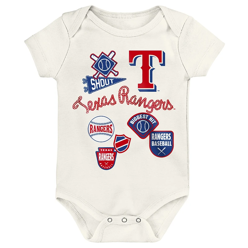 Ensemble de body 3 pièces Outerstuff Texas Rangers Home Plate pour nouveau-né