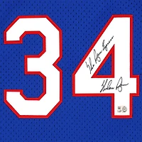 Maillot authentique Mitchell & Ness autographié par Nolan Ryan, joueur des Royal Texas Rangers, avec inscription « The Ryan Express ».