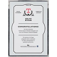 Carte encadrée autographiée Nolan Ryan Texas Rangers 2013 Topps Museum Collection #CCBA-NR #5/5