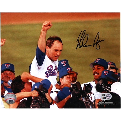 Nolan Ryan Texas Rangers Autographed 8" x 10" No-Hitter Carried Off Photograph