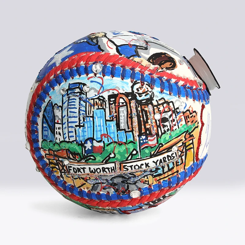 Nolan Ryan Texas Rangers Autographed MLB Baseball with Ryan Express Inscription - Art by Charles Fazzino - NF70445974