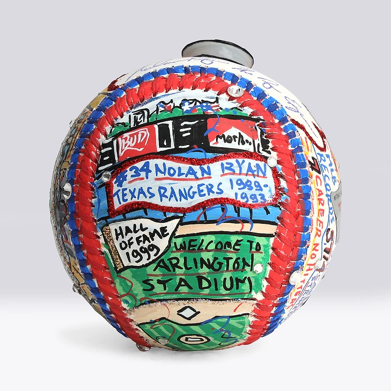 Nolan Ryan Texas Rangers Autographed MLB Baseball with Ryan Express Inscription - Art by Charles Fazzino - NF70445974