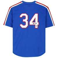 Pull d'entraînement au bâton autographié Royal Mitchell & Ness de Nolan Ryan Texas Rangers