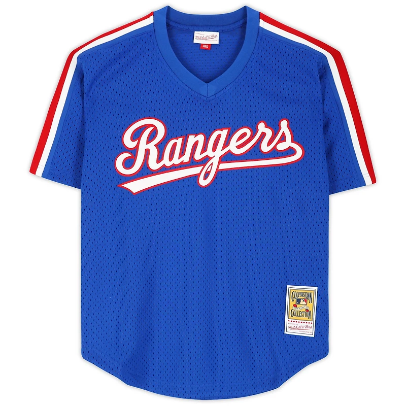 Pull d'entraînement au bâton autographié Royal Mitchell & Ness de Nolan Ryan Texas Rangers
