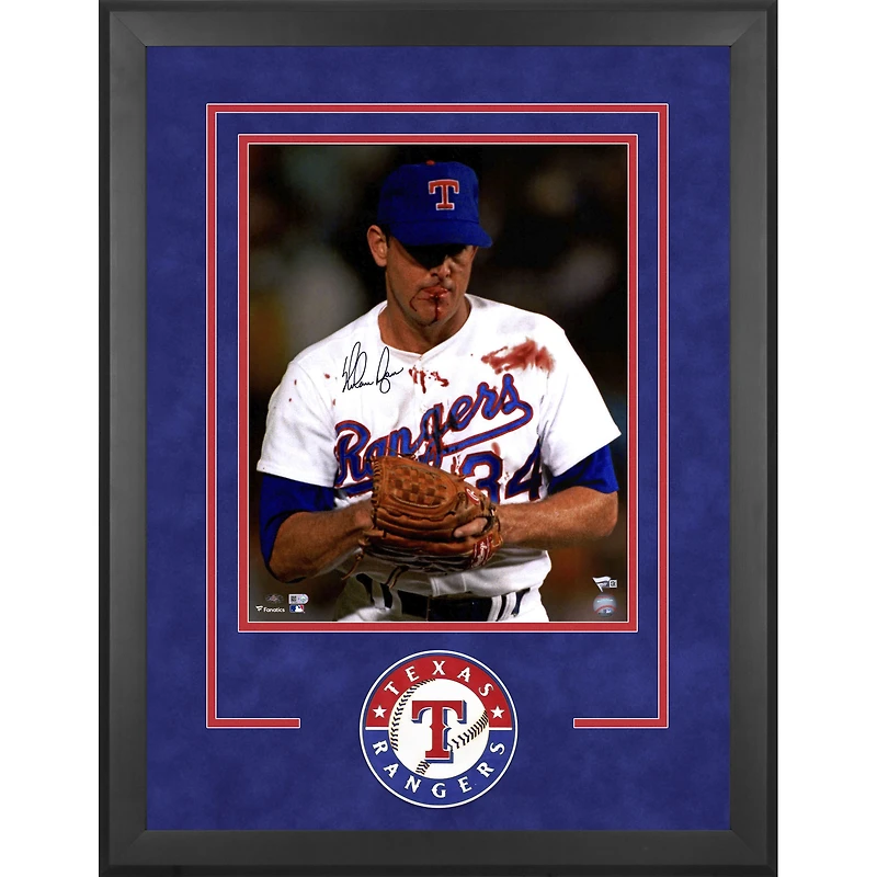Nolan Ryan Texas Rangers Deluxe Framed Autographed 16" x 20" Bloody Lip Photograph