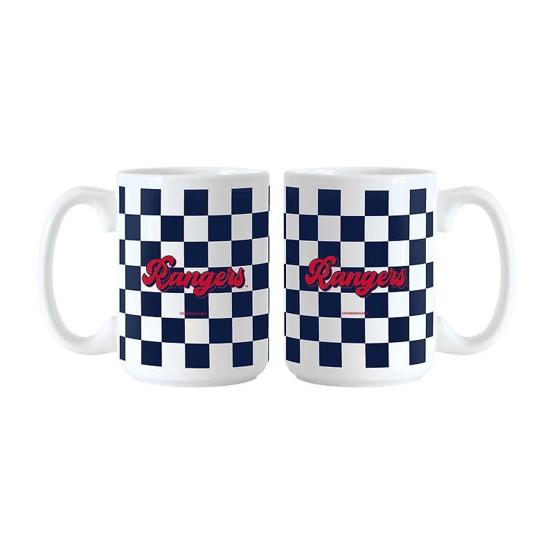 Lot de 2 tasses à motif de damier Texas Rangers de 15 oz