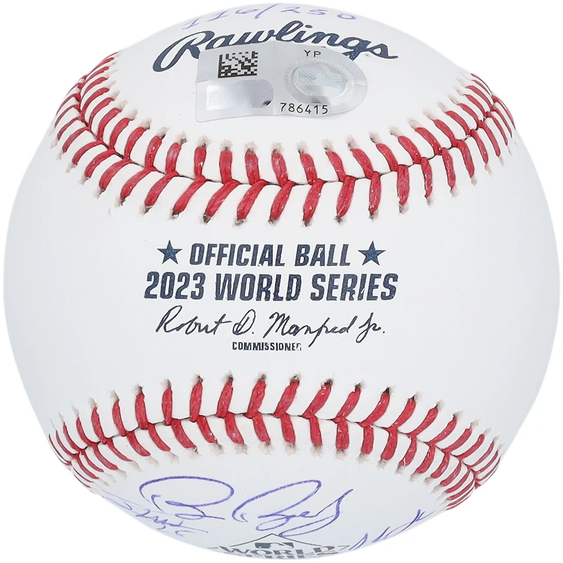 Texas Rangers Autographed 2023 World Series Champions Logo Rawlings Baseball with Multiple Signatures - Limited edition of 250