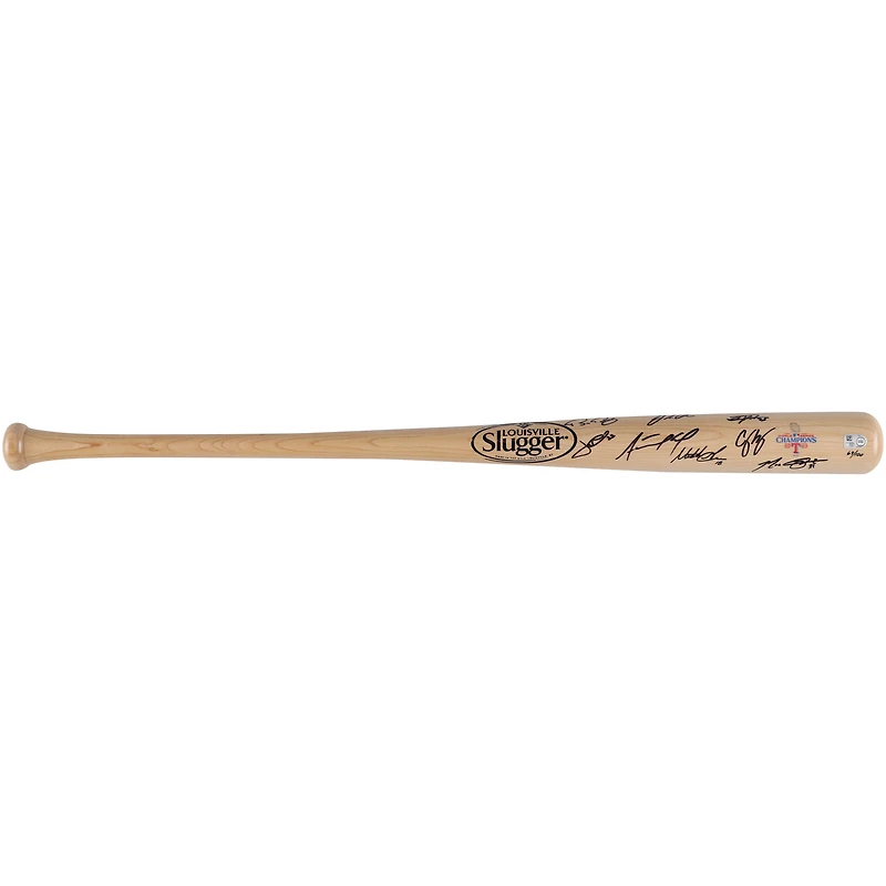 Batte de baseball Louisville Slugger autographiée par les Texas Rangers, champions de la Série mondiale 2023, avec plus de 6 signatures - Édition limitée à 100 exemplaires