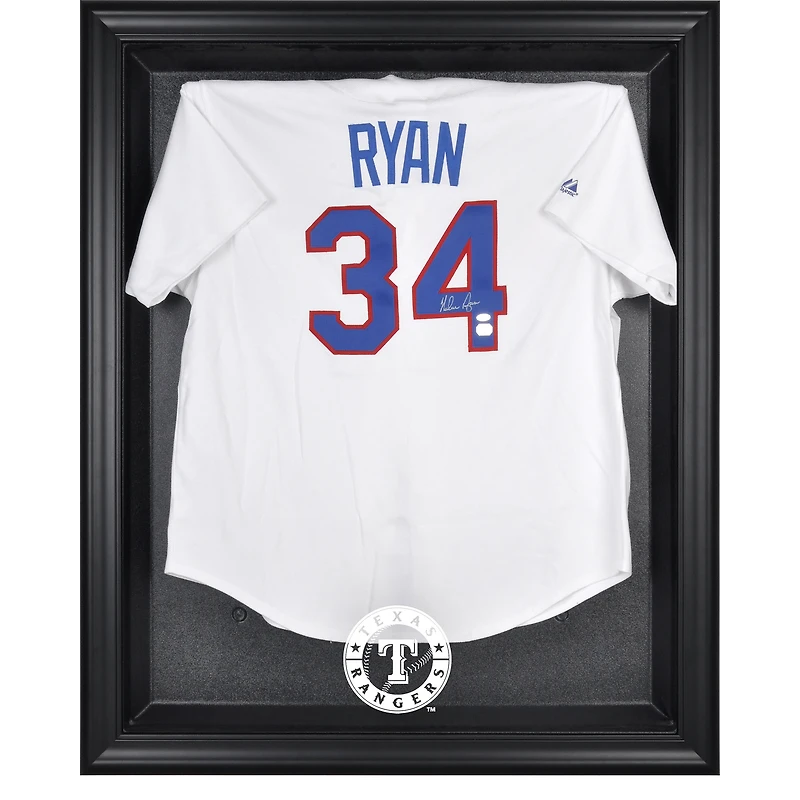 Vitrine de présentation du maillot avec logo encadré noir des Texas Rangers