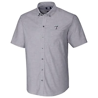 Chemise boutonnée à manches courtes en tissu Oxford extensible des Texas Rangers Cutter & Buck - Anthracite