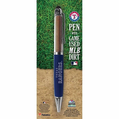 Stylo exécutif des Texas Rangers avec de la terre utilisée lors du match