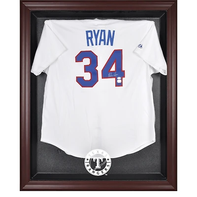 Vitrine de présentation du maillot avec logo encadré en acajou des Texas Rangers