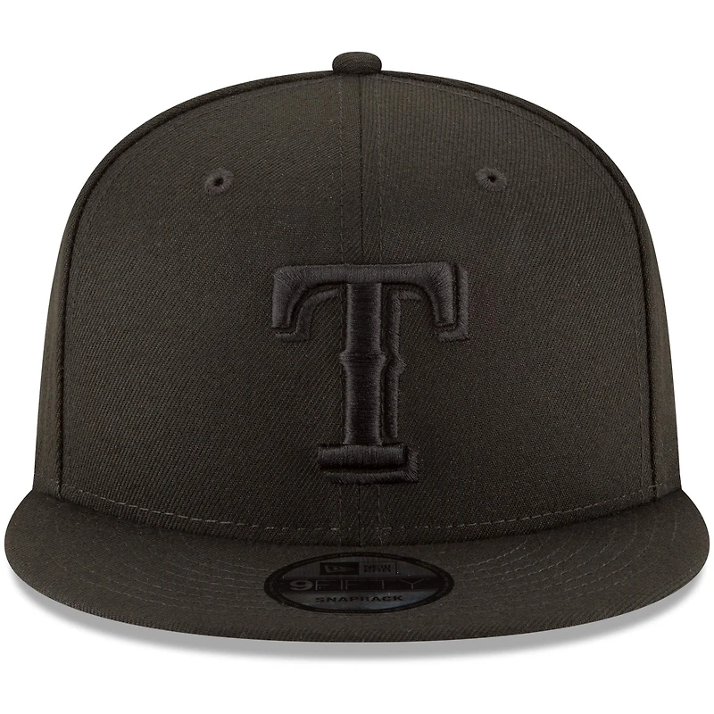 Casquette réglable 9FIFTY Team Snapback New Era noire sur noire Texas Rangers New Era