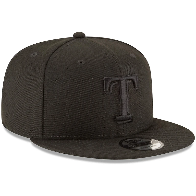 Casquette réglable 9FIFTY Team Snapback New Era noire sur noire Texas Rangers New Era