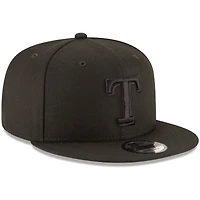Casquette réglable 9FIFTY Team Snapback New Era noire sur noire Texas Rangers New Era
