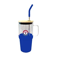 Gobelet en verre de 40 oz avec plateau à collation en silicone Texas Rangers de The Memory Company