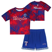 Ensemble t-shirt et short de frappeur champ intérieur pour tout-petits, rouge/bleu royal, Texas Rangers
