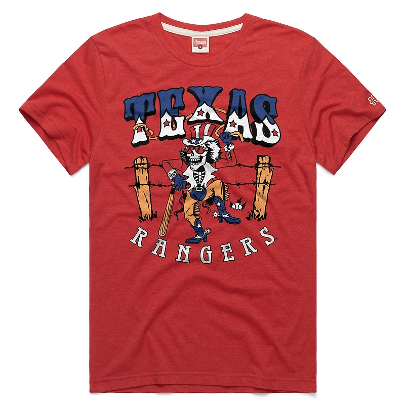 Unisex Homage Red Texas Rangers MLB x Grateful Dead Americana Tri-Blend T-Shirt