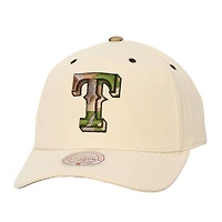 Unisex Mitchell & Ness Cream Texas Rangers Camo Logo Pro Crown Snapback Hat